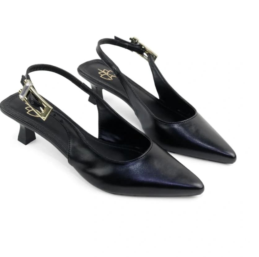 Slingback Santorine preto em vista complementar